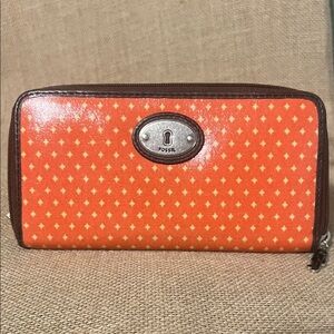 Fossil Orange and Brown Wallet